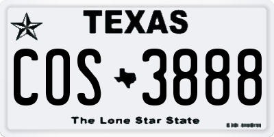 TX license plate COS3888