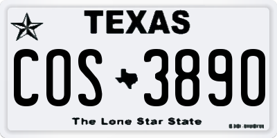 TX license plate COS3890