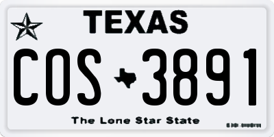 TX license plate COS3891