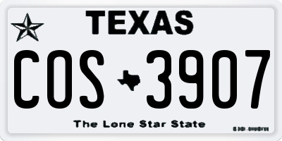 TX license plate COS3907