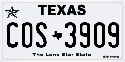 TX license plate COS3909