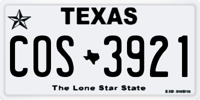 TX license plate COS3921