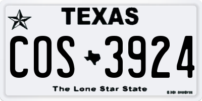 TX license plate COS3924