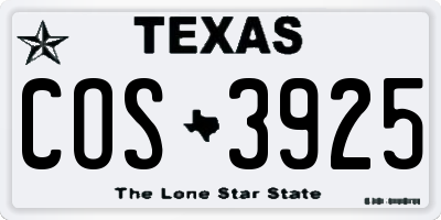 TX license plate COS3925