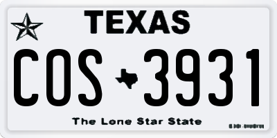 TX license plate COS3931