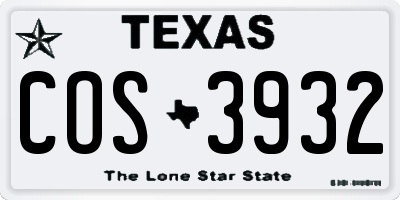 TX license plate COS3932