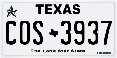 TX license plate COS3937