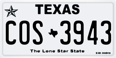 TX license plate COS3943