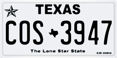 TX license plate COS3947