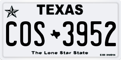 TX license plate COS3952