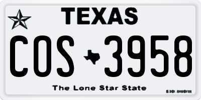 TX license plate COS3958
