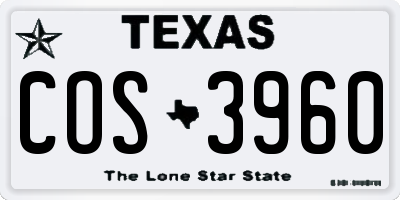 TX license plate COS3960