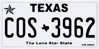 TX license plate COS3962