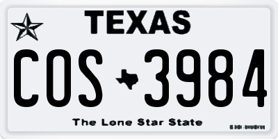 TX license plate COS3984