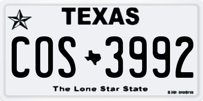 TX license plate COS3992