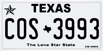 TX license plate COS3993