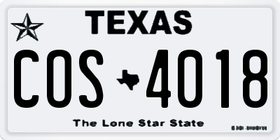 TX license plate COS4018