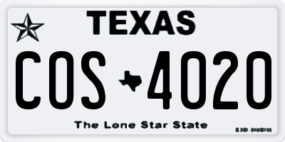 TX license plate COS4020