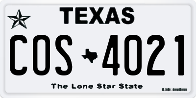 TX license plate COS4021