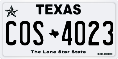 TX license plate COS4023