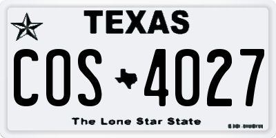 TX license plate COS4027