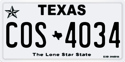 TX license plate COS4034