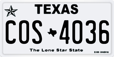 TX license plate COS4036
