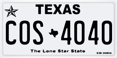 TX license plate COS4040