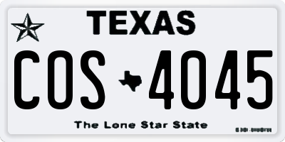 TX license plate COS4045