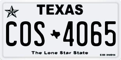 TX license plate COS4065