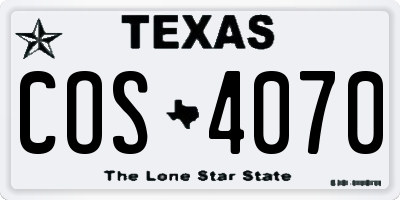 TX license plate COS4070