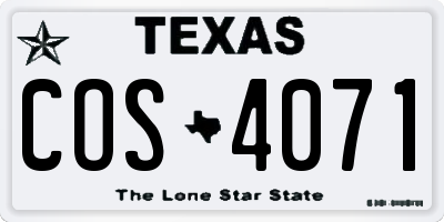 TX license plate COS4071