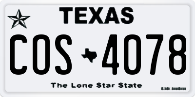 TX license plate COS4078