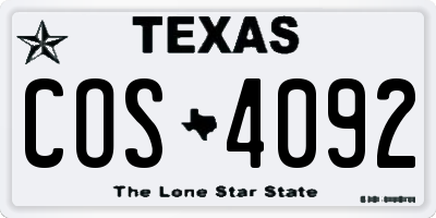 TX license plate COS4092