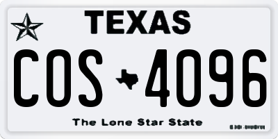 TX license plate COS4096
