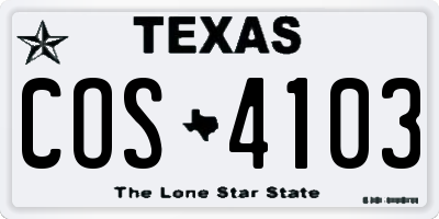 TX license plate COS4103