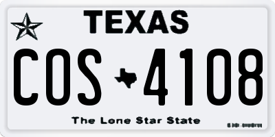 TX license plate COS4108