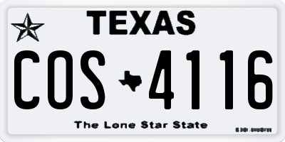 TX license plate COS4116