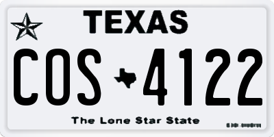 TX license plate COS4122