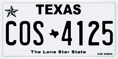 TX license plate COS4125