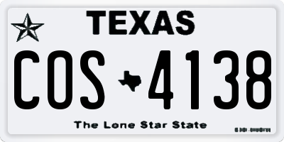 TX license plate COS4138