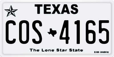 TX license plate COS4165
