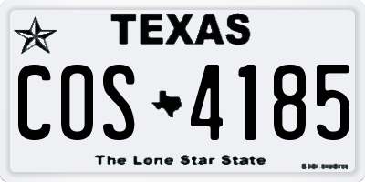 TX license plate COS4185