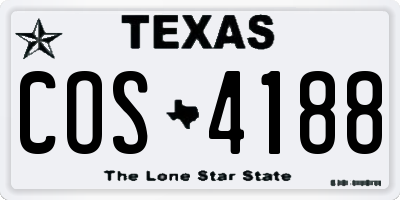 TX license plate COS4188