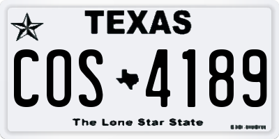TX license plate COS4189