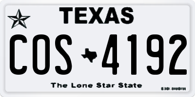 TX license plate COS4192