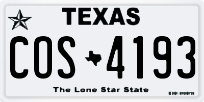 TX license plate COS4193