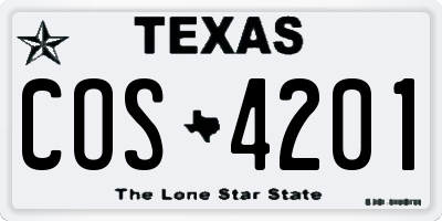 TX license plate COS4201
