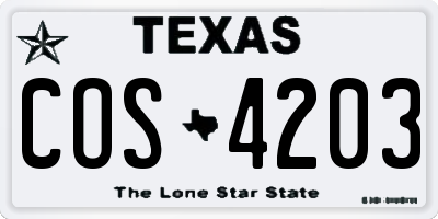 TX license plate COS4203