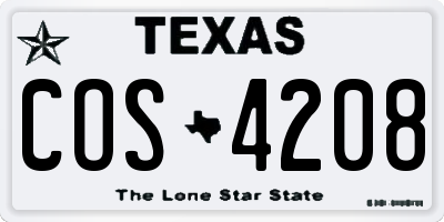 TX license plate COS4208